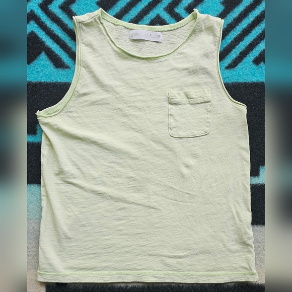 ZARA Kids Sleeveless Pocket Tank Tank Size 8 Mint Green - Picture 1 of 6